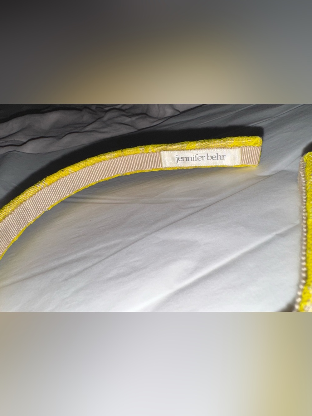 Jennifer Behr AUTHENTIC Lemon Yellow Lace Pearl Cluster Embellished Headband - Picture 13 of 16